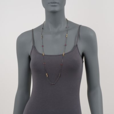 Long 5.00 ct. t.w. Ruby Station Necklace With Diamonds In Sterling Silver &mdash; Alt Image 2