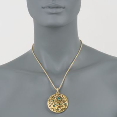 2.80 ct. t.w. Emerald and .10 ct. t.w. Diamond Pendant In Sterling Silver and Vermeil &mdash; Alt Image 2