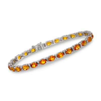 9.00 ct. t.w. Citrine and .40 ct. t.w. Diamond Bracelet in 14kt White Gold. 8" &mdash; Alt Image 1