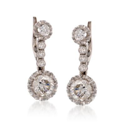 C. 1970 Vintage 2.40 ct. t.w. Diamond Earrings in Platinum &mdash; Alt Image 1