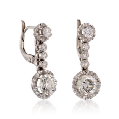C. 1970 Vintage 2.40 ct. t.w. Diamond Earrings in Platinum &mdash; Alt Image 3