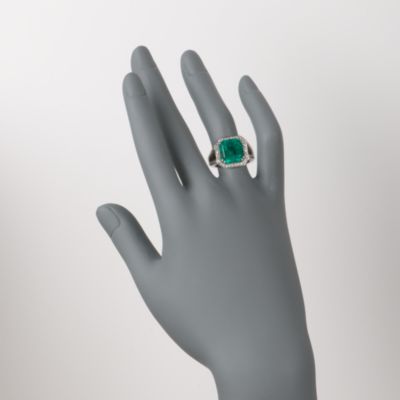 C.1995 Vintage 8.40 Carat Emerald and .85 ct. t.w. Diamond Ring in 18kt White Gold. Size 6.5 &mdash; Alt Image 2