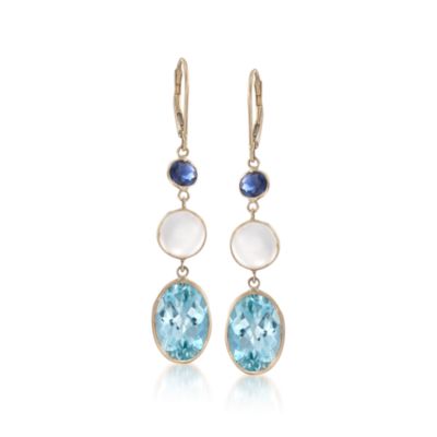 15.80 ct. t.w. Iolite and Blue Topaz Earrings In 14kt Yellow Gold &mdash; Alt Image 1