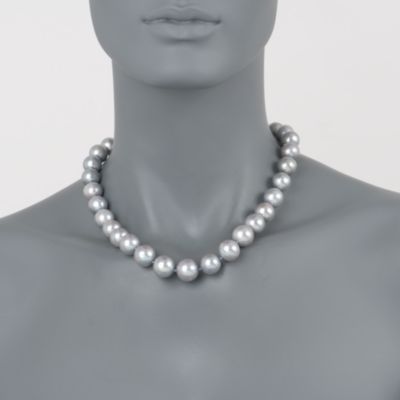 Gray 13-15mm Pearl Strand Necklace in 14kt Yellow Gold &mdash; Alt Image 3