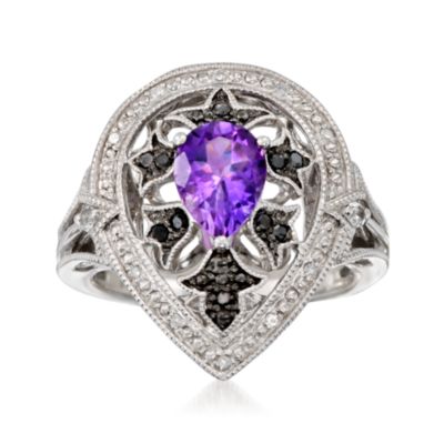 .90 Carat Amethyst and .10 ct. t.w. Diamond Ring in Sterling Silver &mdash; Alt Image 1