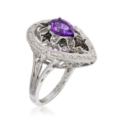 .90 Carat Amethyst and .10 ct. t.w. Diamond Ring in Sterling Silver &mdash; Alt Image 3