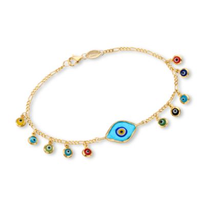 Evil-Eye Glass Charm Bracelet in 24kt Gold Over Sterling Silver &mdash; Alt Image 1