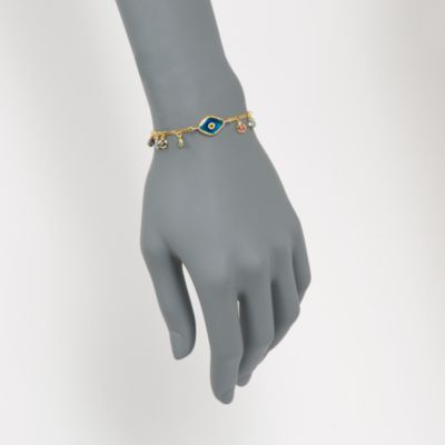 Evil-Eye Glass Charm Bracelet in 24kt Gold Over Sterling Silver &mdash; Alt Image 2