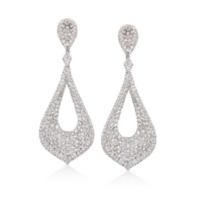 7.55 ct. t.w. Pave Diamond Dangle Earrings in 14kt White Gold &mdash; Alt Image 1