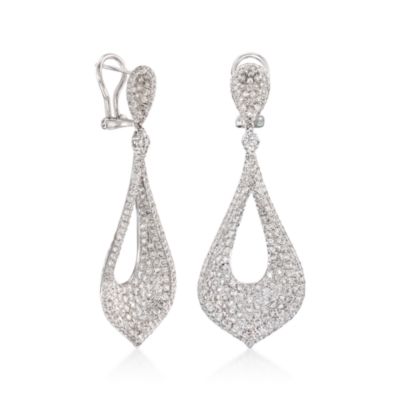 7.55 ct. t.w. Pave Diamond Dangle Earrings in 14kt White Gold &mdash; Alt Image 3