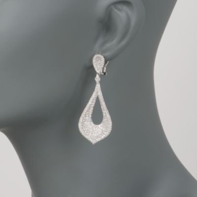 7.55 ct. t.w. Pave Diamond Dangle Earrings in 14kt White Gold &mdash; Alt Image 2