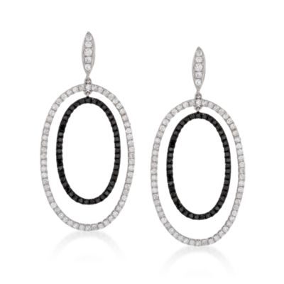 4.29 ct. t.w. Black and White Diamond Drop Earrings in 18kt White Gold. Clip/Post Earrings &mdash; Alt Image 1