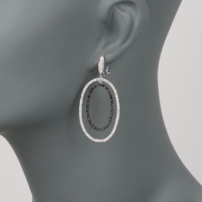 4.29 ct. t.w. Black and White Diamond Drop Earrings in 18kt White Gold. Clip/Post Earrings &mdash; Alt Image 2