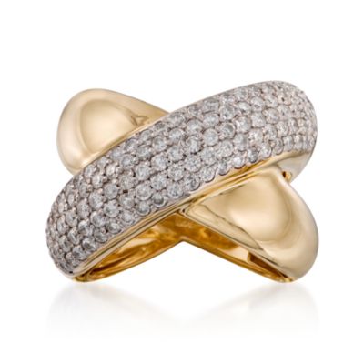 2.00 ct. t.w. Diamond X-Shaped Ring in 14kt Yellow Gold. Size 6.5 &mdash; Alt Image 1