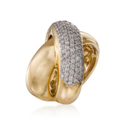2.00 ct. t.w. Diamond X-Shaped Ring in 14kt Yellow Gold. Size 6.5 &mdash; Alt Image 3