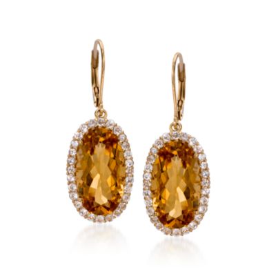 15.00 ct. t.w. Citrine and 1.70 ct. t.w. White Topaz Earrings In Vermeil &mdash; Alt Image 1