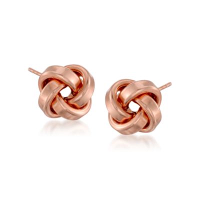 Love Knot Earrings in Rose Vermeil. Post Earrings &mdash; Alt Image 1