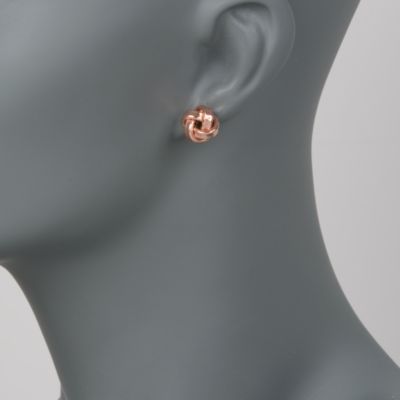 Love Knot Earrings in Rose Vermeil. Post Earrings &mdash; Alt Image 2