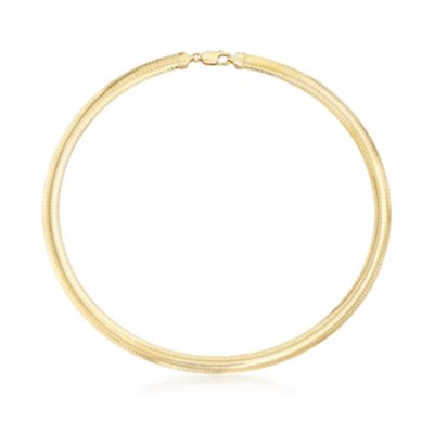 14kt Gold Over Sterling Silver 8mm Omega Necklace. 17" &mdash; Alt Image 1