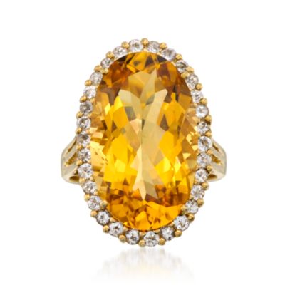 11.90 Carat Citrine and .95 ct. t.w. Topaz Ring in 14kt Gold Over Sterling Silver &mdash; Alt Image 1