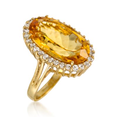 11.90 Carat Citrine and .95 ct. t.w. Topaz Ring in 14kt Gold Over Sterling Silver &mdash; Alt Image 3