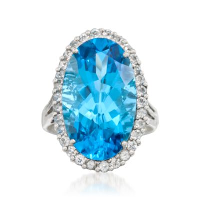 14.00 Carat Blue Topaz and .95 ct. t.w. White Topaz Ring in Sterling Silver &mdash; Alt Image 1