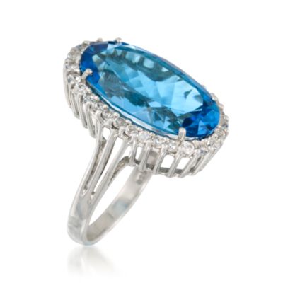 14.00 Carat Blue Topaz and .95 ct. t.w. White Topaz Ring in Sterling Silver &mdash; Alt Image 3