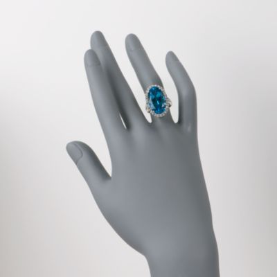 14.00 Carat Blue Topaz and .95 ct. t.w. White Topaz Ring in Sterling Silver &mdash; Alt Image 2
