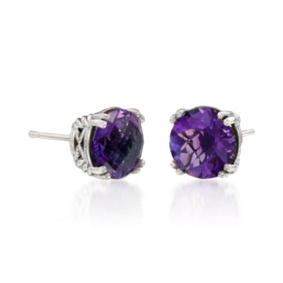 8.00 ct. t.w. Purple Amethyst Stud Earrings in Sterling Silver &mdash; Alt Image 3