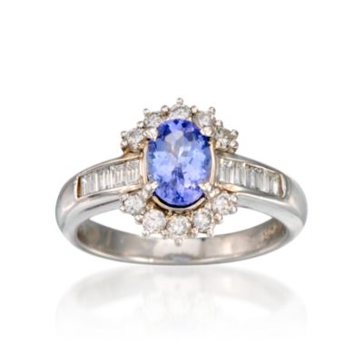 C. 1980 Vintage 1.00 Carat Tanzanite and .60 ct. t.w. Diamond Ring In Platinum. Size 5.75 &mdash; Alt Image 1