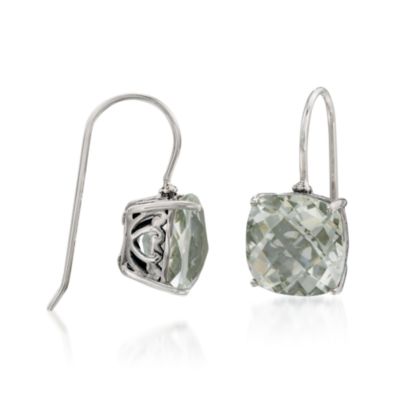7.00 C.T. t.w. Green Amethyst Drop Earrings in Sterling Silver &mdash; Alt Image 3