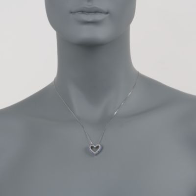 .40 ct. t.w. Sapphire and .10 ct. t.w. Diamond Open Heart Pendant Necklace in 14kt White Gold. 18" &mdash; Alt Image 2