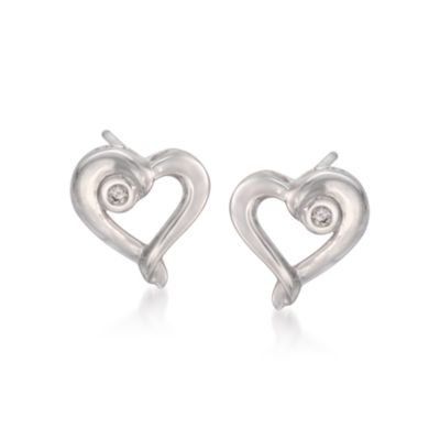 Open Heart Diamond Accent Earrings in 14kt White Gold &mdash; Alt Image 1
