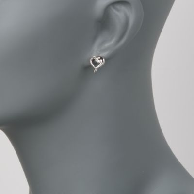 Open Heart Diamond Accent Earrings in 14kt White Gold &mdash; Alt Image 2