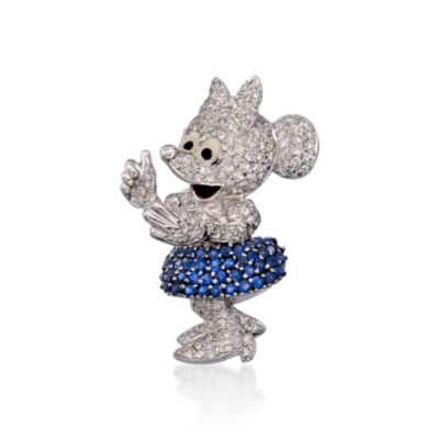 C. 1990 Vintage 2.25 ct. t.w. Sapphire and 2.65 ct. t.w. Diamond Minnie Mouse Pin in 18kt White Gold &mdash; Alt Image 1