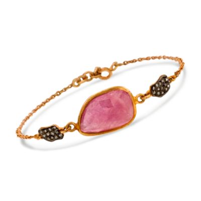 9.50 Carat Pink Sapphire Slice Bracelet With Diamonds In Sterling Silver &mdash; Alt Image 1