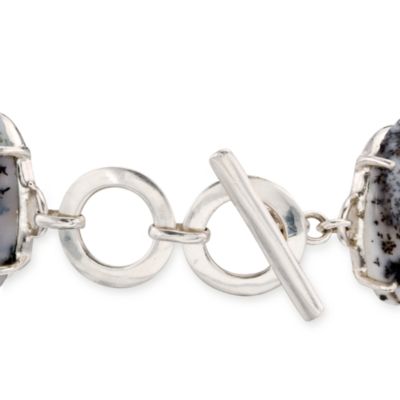 Black Onyx and Rock Crystal Bracelet With Opal in Sterling Silver. 7" &mdash; Alt Image 3