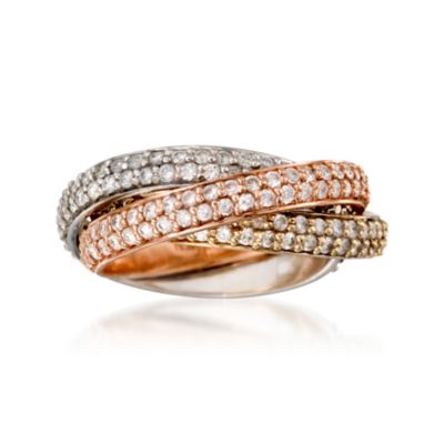 2.50 ct. t.w. Diamond Eternity Rolling Ring In 14kt Tri-Colored Gold &mdash; Alt Image 1