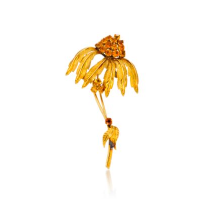 C. 1970 Vintage 3.00 ct. t.w. Citrine Flower Pin in 18kt Yellow Gold  &mdash; Alt Image 1