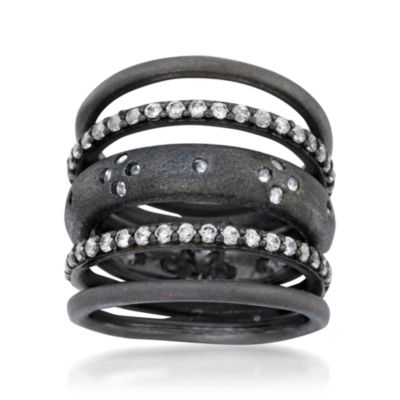 1.90 ct. t.w. CZ Set of Five Rings in Sterling Silver. Size 7 &mdash; Alt Image 1