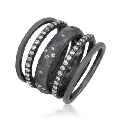 1.90 ct. t.w. CZ Set of Five Rings in Sterling Silver. Size 7 &mdash; Alt Image 3