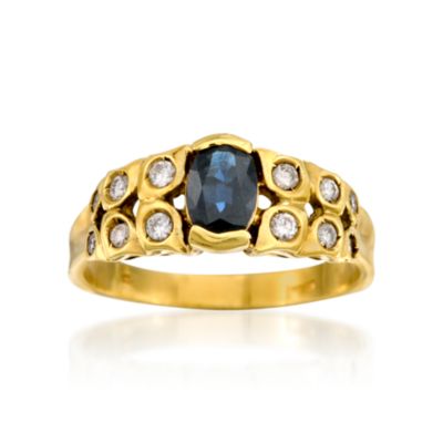 C. 1980 Vintage .55 Carat Sapphire and .20 ct. t.w. Diamond Ring in 18kt Yellow Gold. Size 7.25 &mdash; Alt Image 1