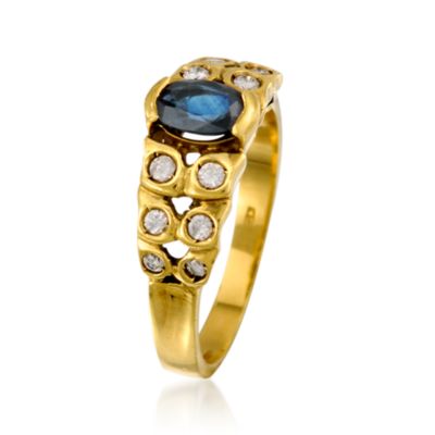 C. 1980 Vintage .55 Carat Sapphire and .20 ct. t.w. Diamond Ring in 18kt Yellow Gold. Size 7.25 &mdash; Alt Image 3