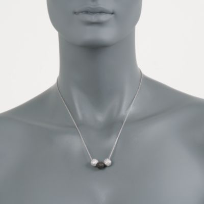 2.10 ct. t.w. Black and White CZ Bead Necklace in Sterling Silver &mdash; Alt Image 2