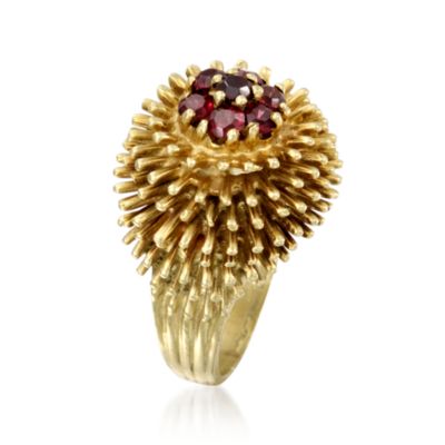 C.1970 Vintage .80 ct. t.w. Red Garnet Cluster Ring in 18kt Yellow Gold. Size 4.5 &mdash; Alt Image 3
