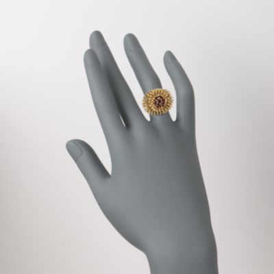C.1970 Vintage .80 ct. t.w. Red Garnet Cluster Ring in 18kt Yellow Gold. Size 4.5 &mdash; Alt Image 2