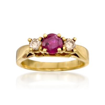 C. 1990 Vintage .60 Carat Ruby and .40 ct. t.w. Diamond Ring in 14kt Yellow Gold. Size 6 &mdash; Alt Image 1
