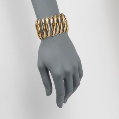 C. 1970  Vintage 18kt Two-Tone Gold Open Navette Link Bracelet. 7.25" &mdash; Alt Image 2