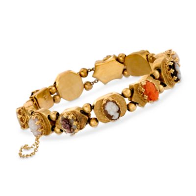 C. 1980 Vintage Coral and Shell Bracelet With Mother-Of-Pearl In 14kt Yellow Gold    . 7" &mdash; Alt Image 1
