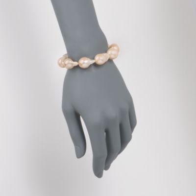 13-15mm Peach Cultured Baroque Pearl Bracelet in Sterling Silver &mdash; Alt Image 2